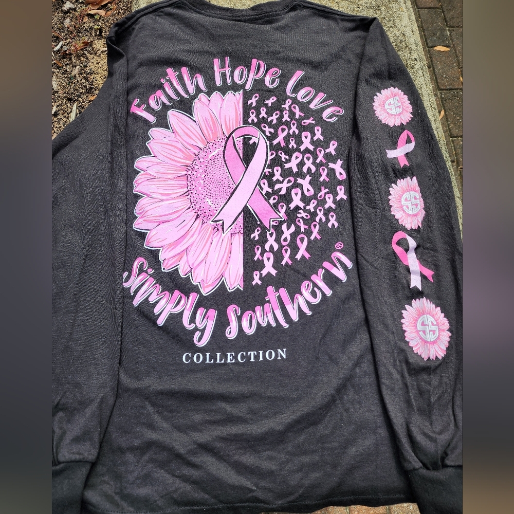 Simply Southern Pink Ribbon Long Sleeve Shirt Size S